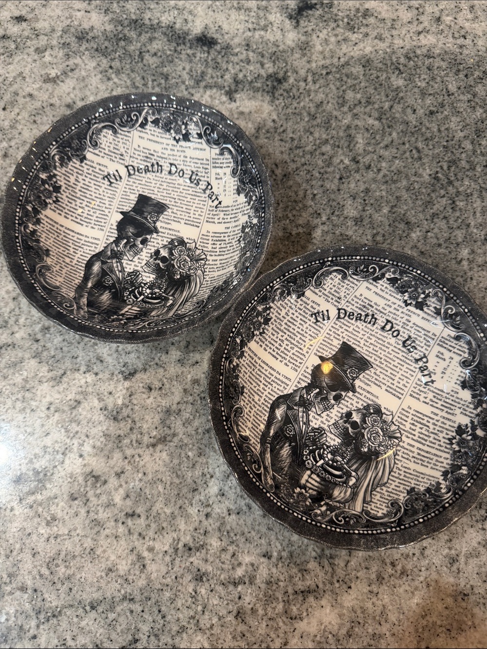 Black & White 'Til Death Do Us Part' Decorative Accent Bowls